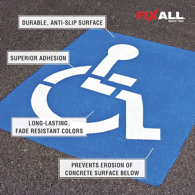 FIXALL Skid Grip Anti-Slip Coating, 1 Gallon, Jet, Exceeds ADA Standards, Ideal for Safety Areas, Slip-Resistant Pavement, Cement & Concrete Paint