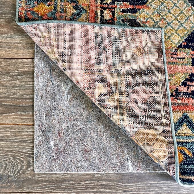 RUGPADUSA - Dual Surface - 3' Round - 1/8" Thick - Felt + Rubber - Non-Slip Backing Rug Pad - Adds Low-Profile Comfort and Protection