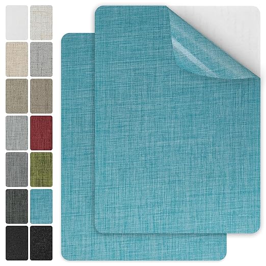 J.CARP 2Pcs Linen Repair Patches, Large Self-Adhesive Fabric Patch for Sofas, Couch, Furniture, Car Seats (8 * 11 inches-2PCS Blue)