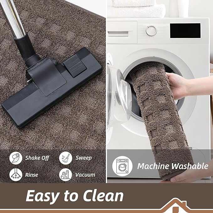 BEQHAUSE Waffle Door Mats Indoor 24"x36", Dog Mat for Muddy Paws Absorbent and Dirt Resist Floor Mats Non-Slip Washable Rugs for Entryway, Welcome Mat for Front Back Door, Muddy Wet Shoes, Brown