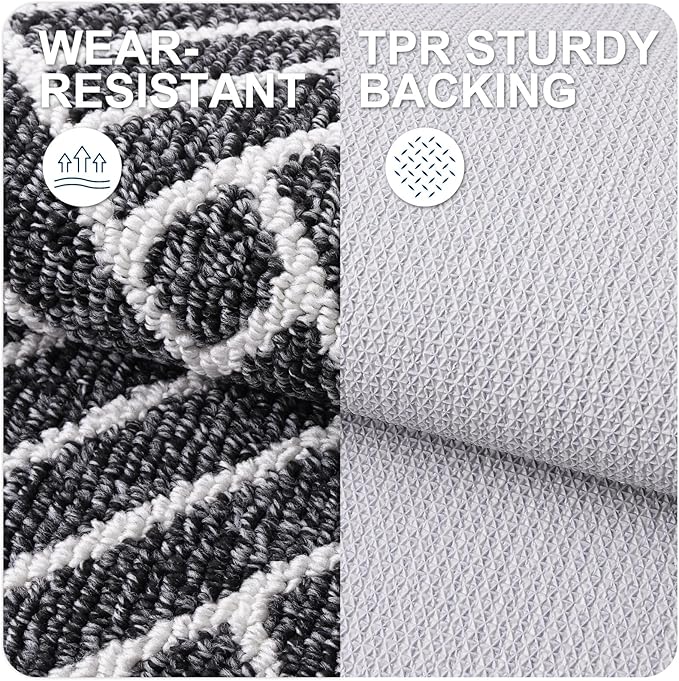OLANLY Runner Indoor Door Mat, 59x23 Inch, Dirt Resistant and Absorbent, Non-Slip Rubber Backing Floor Mats, Easy Clean Low-Profile Doormat for Entryway, Front Door, and Inside Entrance, Black
