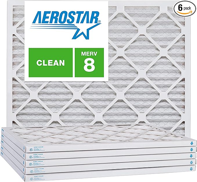Aerostar 22x26x1 MERV 8, Pleated Air Filter, 22x26x1, Box of 6, Made in the USA
