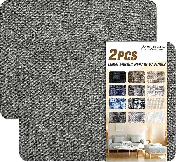 Fine Linen Repair Patches, Self-Adhesive Linen Fabric Patches, 8X11 inch 2 PCS, Multi Color, Can be Used for Linen Sofa Repair and Linen Clothes Repair(Gray Green,8" x 11"-2PCS)