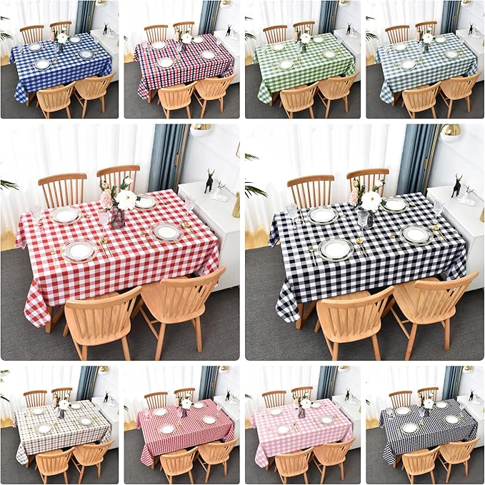Classic Gingham Buffalo Tablecloth Fabric - Oblong 58x144 Inch Water Proof Checkered Table Cloth for Indoor Outdoor - Table Cover for Birthday, Picnics, BBQs, and Parties