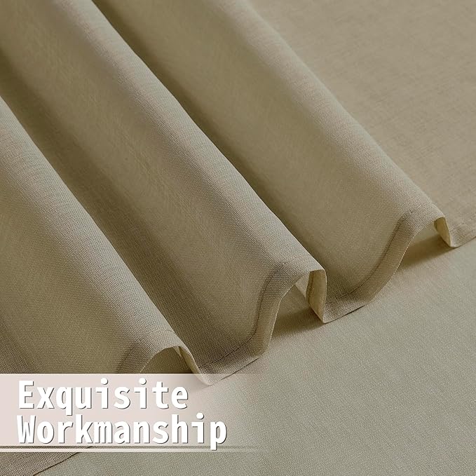 Tollpiz Sheer Door Curtains Closet Linen Textured Curtain Sheers Doorway Light Filtering Voile French Door Rod Pocket Curtains Patio Glass Door, 54 x 63 inches Long, Taos Taupe, Set of 1 Panel