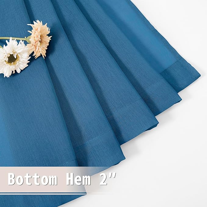 Tollpiz Sheer Curtains Closet Linen Textured Curtain Sheers Doorway Light Filtering Voile Patio Glass Door Rod Pocket Curtains French Door, 54 x 80 inches Long, Classic Blue, Set of 1 Panel