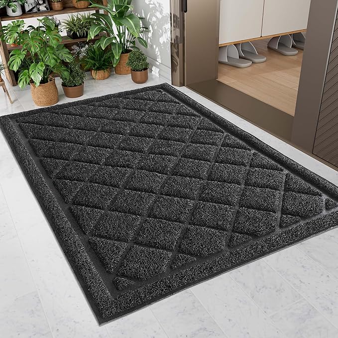 Front Door Mat Outside Entrance, 30" x 48" Heavy Duty All-Season All-Weather Waterproof Doormat Trap Dirt and Moisture Easy Clean Low Profile Patio Porch Entryway Mat