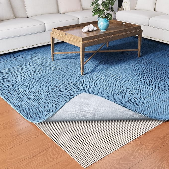Non-Slip Rug Pad Gripper Round 4 Feet, Anti Skid Mat for Under Area Rugs, Keeps Rugs in Position and Safe, Thick Cushioned Carpet Pad for Hardwood Floors Protection